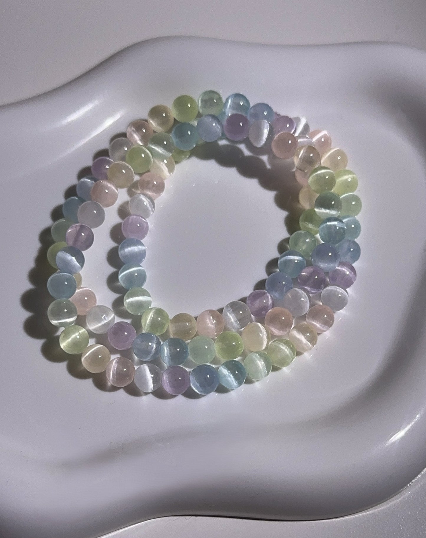 Rainbow-colored Selenite Bracelet