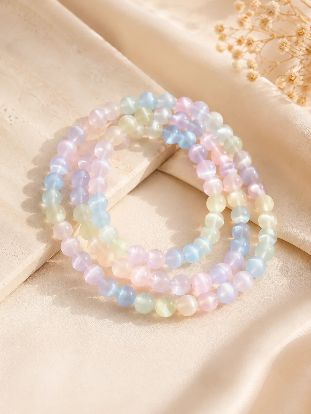 Aurora Glanz – Regenbogenfarbenes Selenit - Armband (mehrreihig tragbar) - AuraGleam