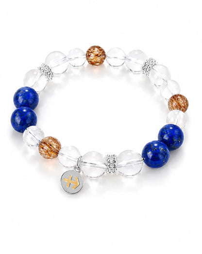Zodiac Harmony – Armband mit natürlichen Heilsteinen & Sternzeichen - Anhänger aus 925er Silber - AuraGleam