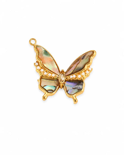 Serena Schmetterling Charm aus vergoldetem Titanstahl mit Abalone-Perlmutt und Zirkonia