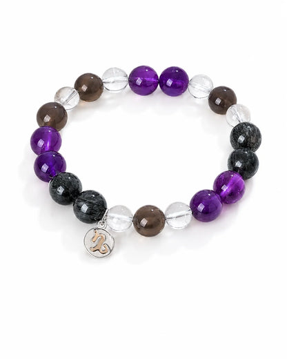 Zodiac Harmony – Armband mit natürlichen Heilsteinen & Sternzeichen - Anhänger aus 925er Silber - AuraGleam