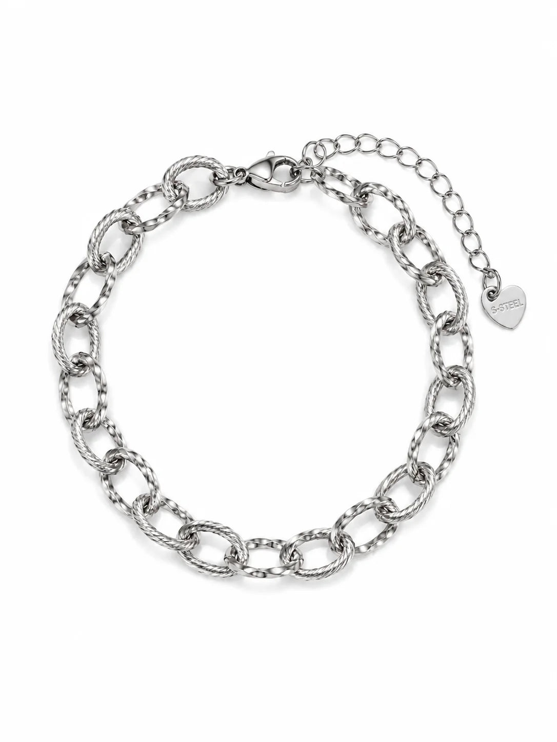 Silberfarbenes Charm Armband aus Titanstahl für individuelle Charms
