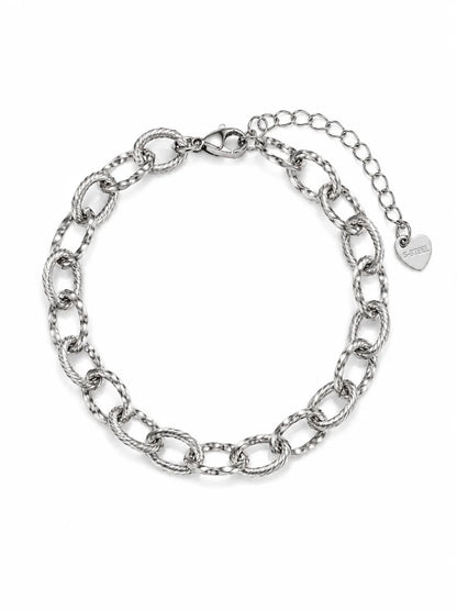 Silberfarbenes Charm Armband aus Titanstahl für individuelle Charms