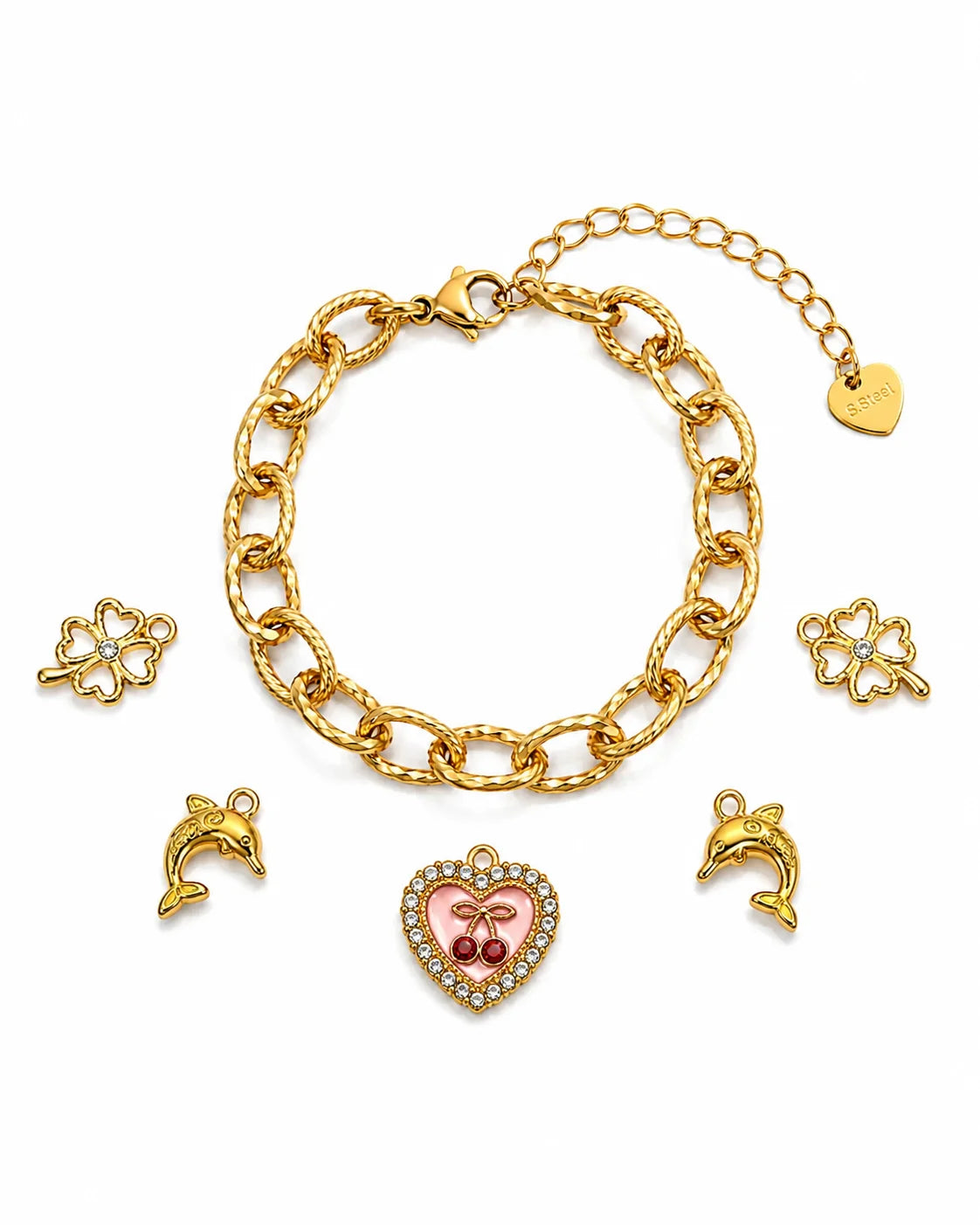 Charm Armband aus Titanstahl mit austauschbaren Anhängern