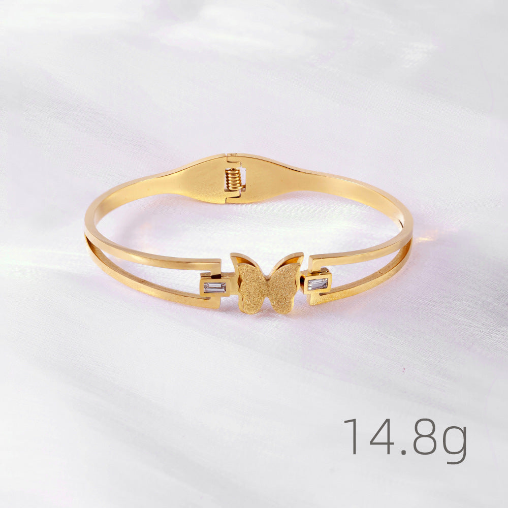 Vergoldeter Armreif mit Schmetterling und Zirkonia für Damen