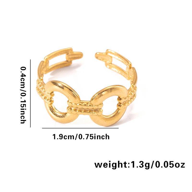 Vergoldeter Edelstahlring mit Gliederdesign und offenem Ende