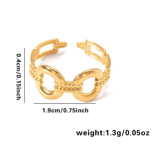 Vergoldeter Edelstahlring mit Gliederdesign und offenem Ende