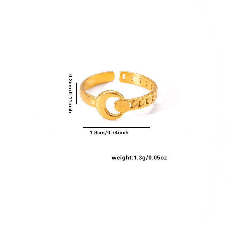 Vergoldeter Edelstahlring mit rundem Element und verstellbarem Design