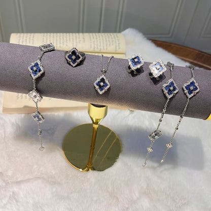 Vintage Bracelet with Three Blue Pietersite Flowers