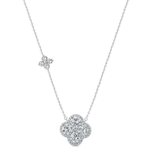 Elegante vierblättrige Halskette aus 925er Silber mit funkelnden Zirkonia – Glücksanhänger Schmuck für Damen, ideal als Geschenk