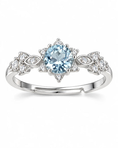 Vintage Aquamarin Ring mit hellblauem Stein und Zirkonia