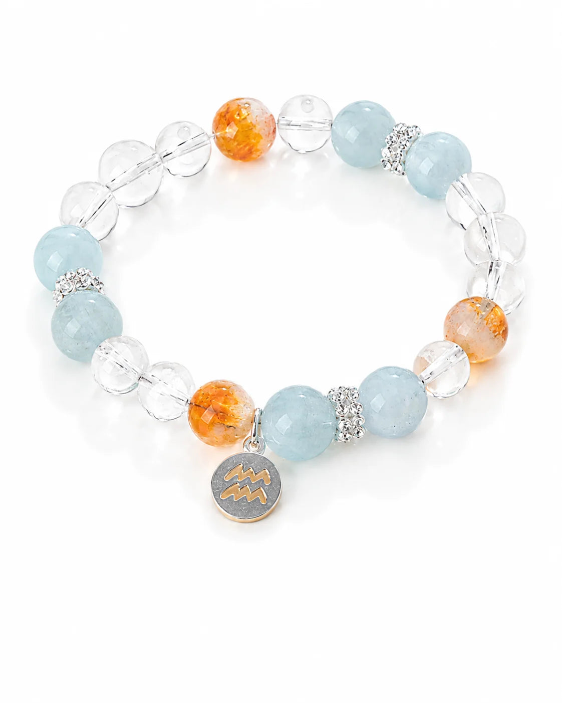Zodiac Harmony – Armband mit natürlichen Heilsteinen & Sternzeichen - Anhänger aus 925er Silber - AuraGleam