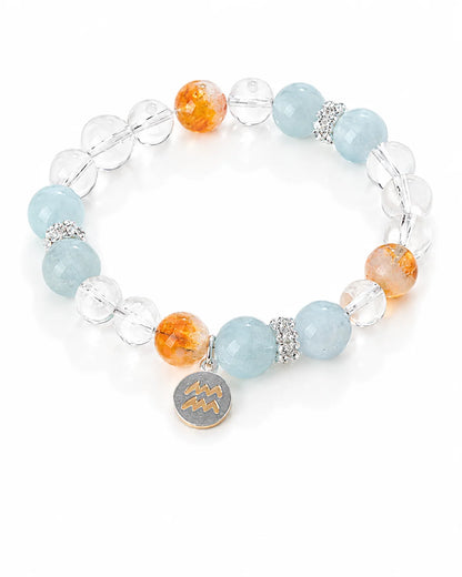 Zodiac Harmony – Armband mit natürlichen Heilsteinen & Sternzeichen - Anhänger aus 925er Silber - AuraGleam