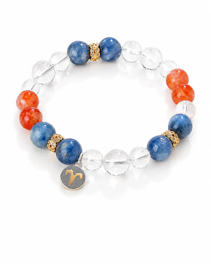 Zodiac Harmony – Armband mit natürlichen Heilsteinen & Sternzeichen - Anhänger aus 925er Silber - AuraGleam