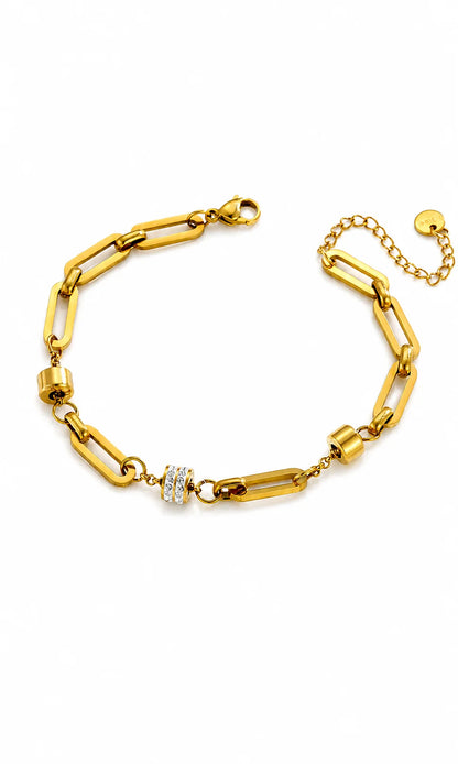 Vergoldetes Zirkonia Glieder Armband aus Titanstahl
