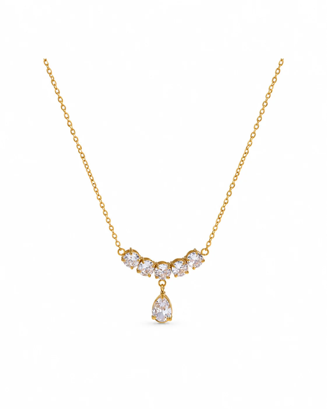 Goldene Zirkonia Tropfen Halskette aus 18K vergoldetem Titanstahl