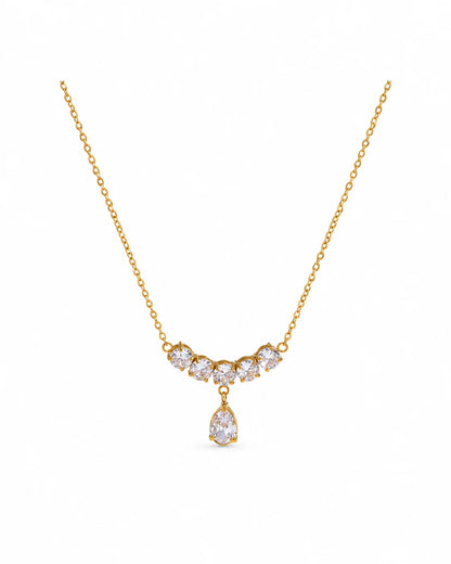 Goldene Zirkonia Tropfen Halskette aus 18K vergoldetem Titanstahl