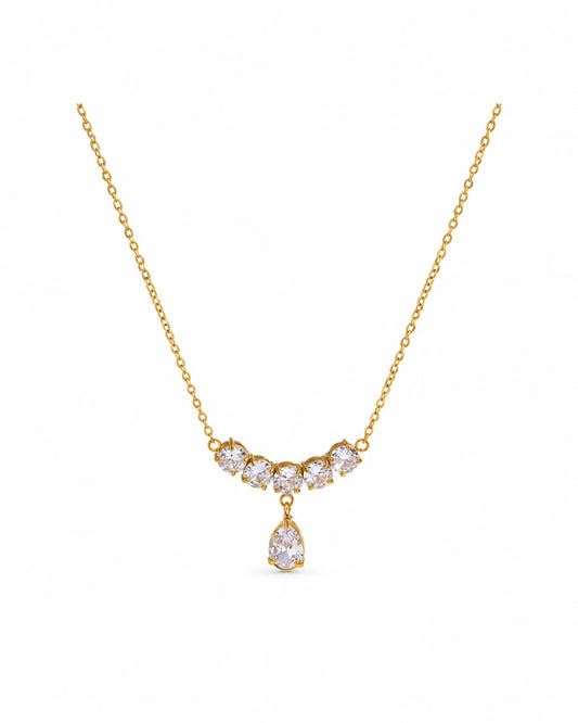 Goldene Zirkonia Tropfen Halskette aus 18K vergoldetem Titanstahl
