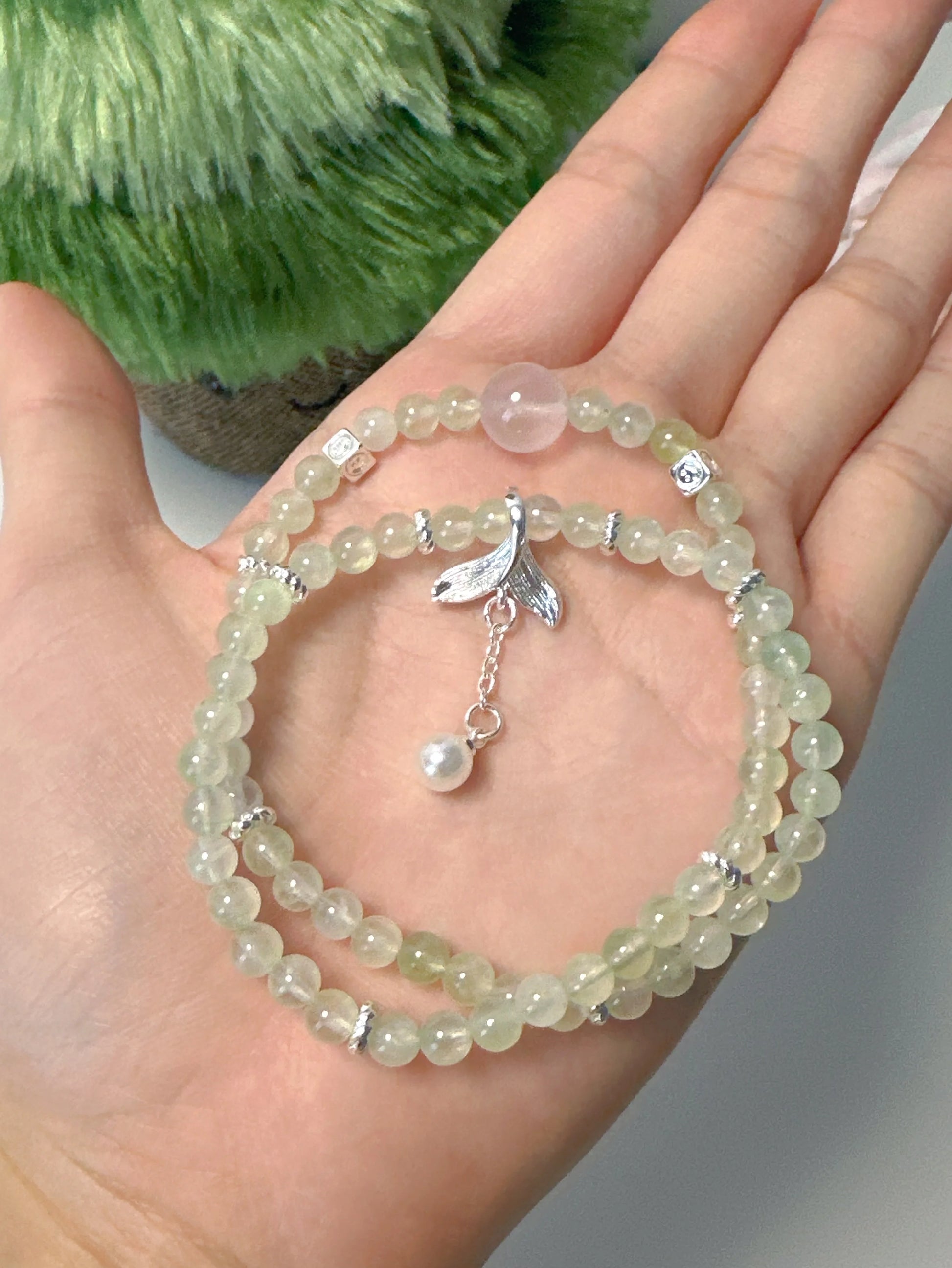 Double Wrap Crystal Bracelet with Fishtail Charm