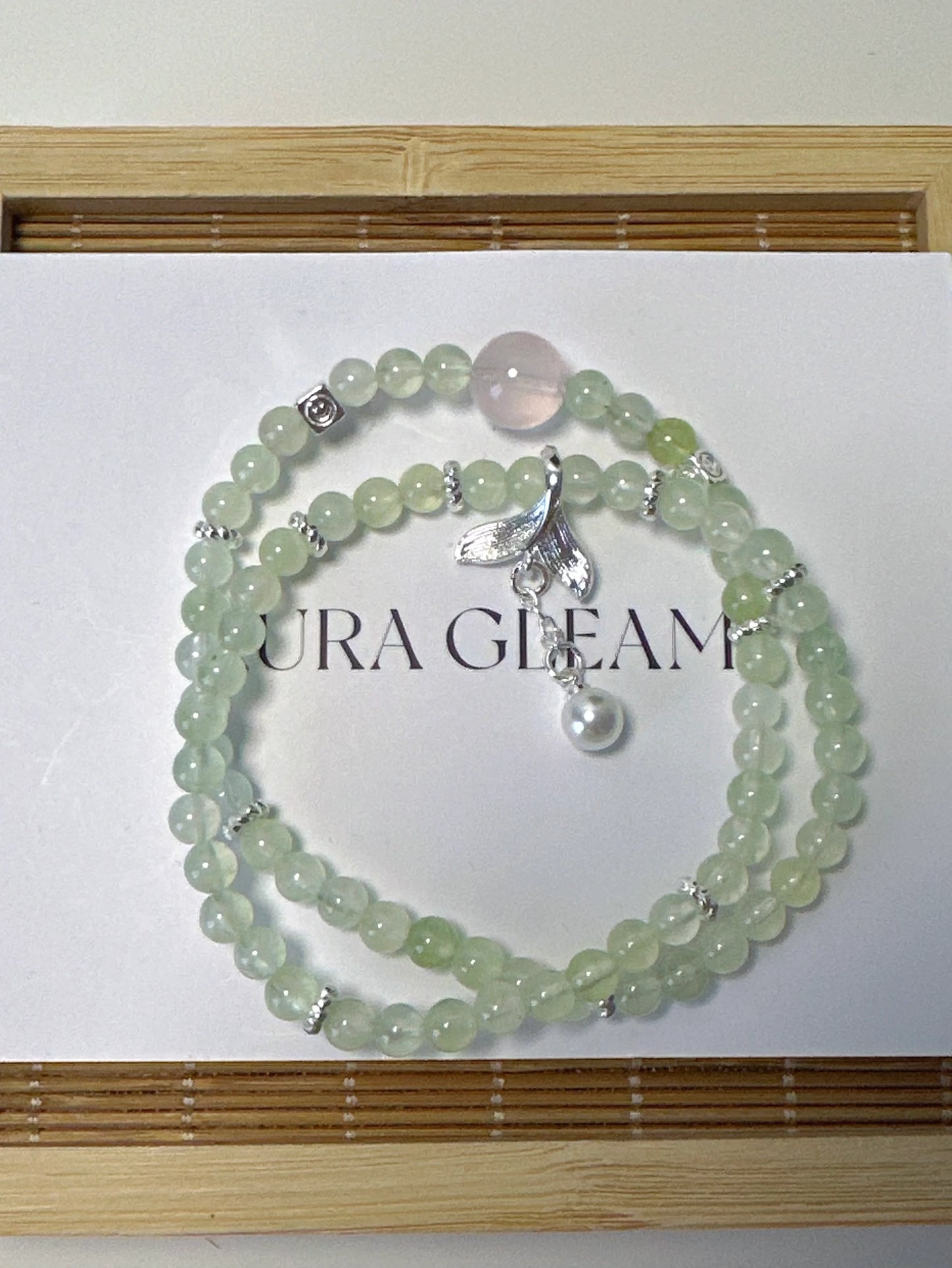 Double Wrap Crystal Bracelet with Fishtail Charm