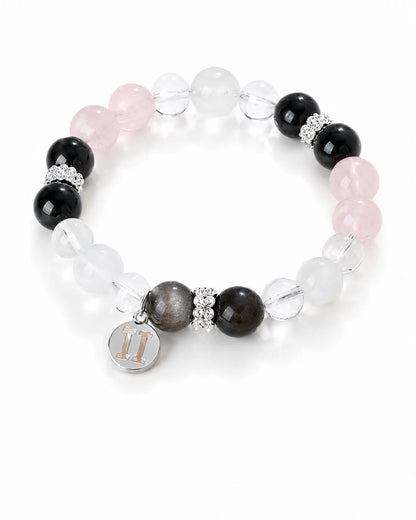 Zodiac Harmony – Armband mit natürlichen Heilsteinen & Sternzeichen - Anhänger aus 925er Silber - AuraGleam