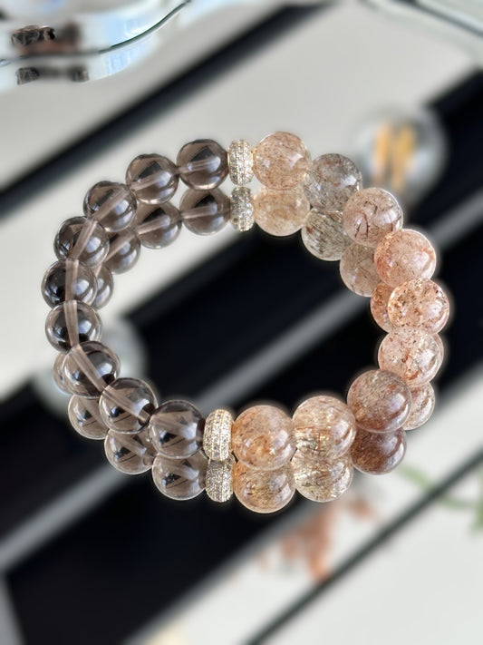 Handgefertigtes Armband aus Rauchquarz und Super Seven – ein kraftvolles Heilsteinarmband zur Erdung, inneren Klarheit und spirituellen Verbindung