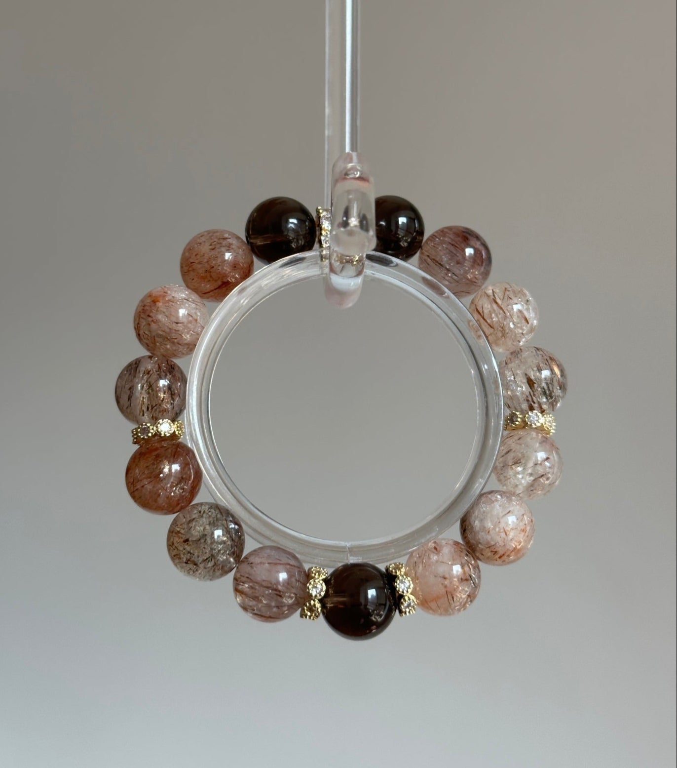 Aurora Mystica – Schwarzer Super Seven & Rauchquarz Armband 12mm - AuraGleam