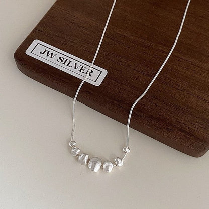 Cat Eye Grace – S925 Silber Schlangenkette mit Glanzperlen - AuraGleam