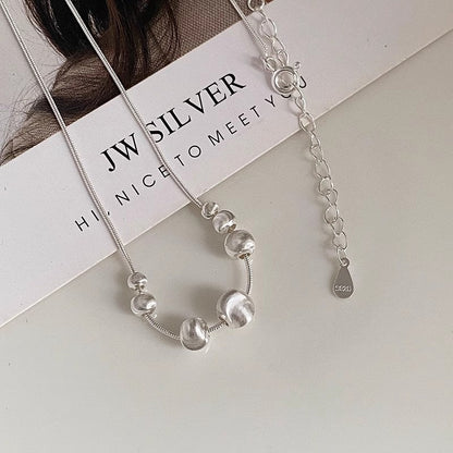Cat Eye Grace – S925 Silber Schlangenkette mit Glanzperlen - AuraGleam