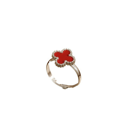 Clover Grace Ring – 990er Silberring mit Achat - AuraGleam