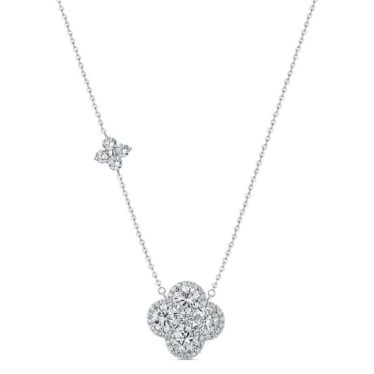 Clover Sparkle – Vierblättrige Glücks - Anhänger Halskette aus 925er Silber - AuraGleam