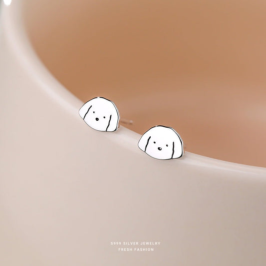 Cute Puppy – S999 Silber Ohrstecker mit Hundemotiv (Minimalistisches Design) - AuraGleam