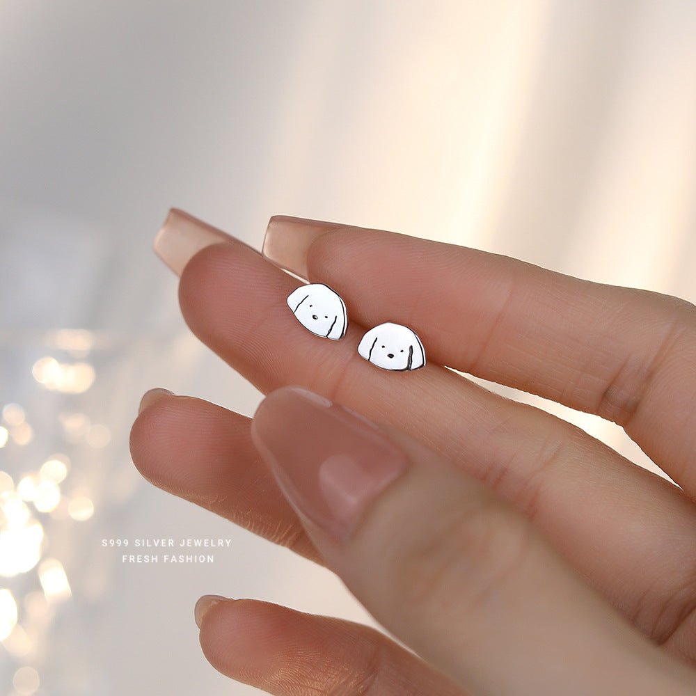 Cute Puppy – S999 Silber Ohrstecker mit Hundemotiv (Minimalistisches Design) - AuraGleam