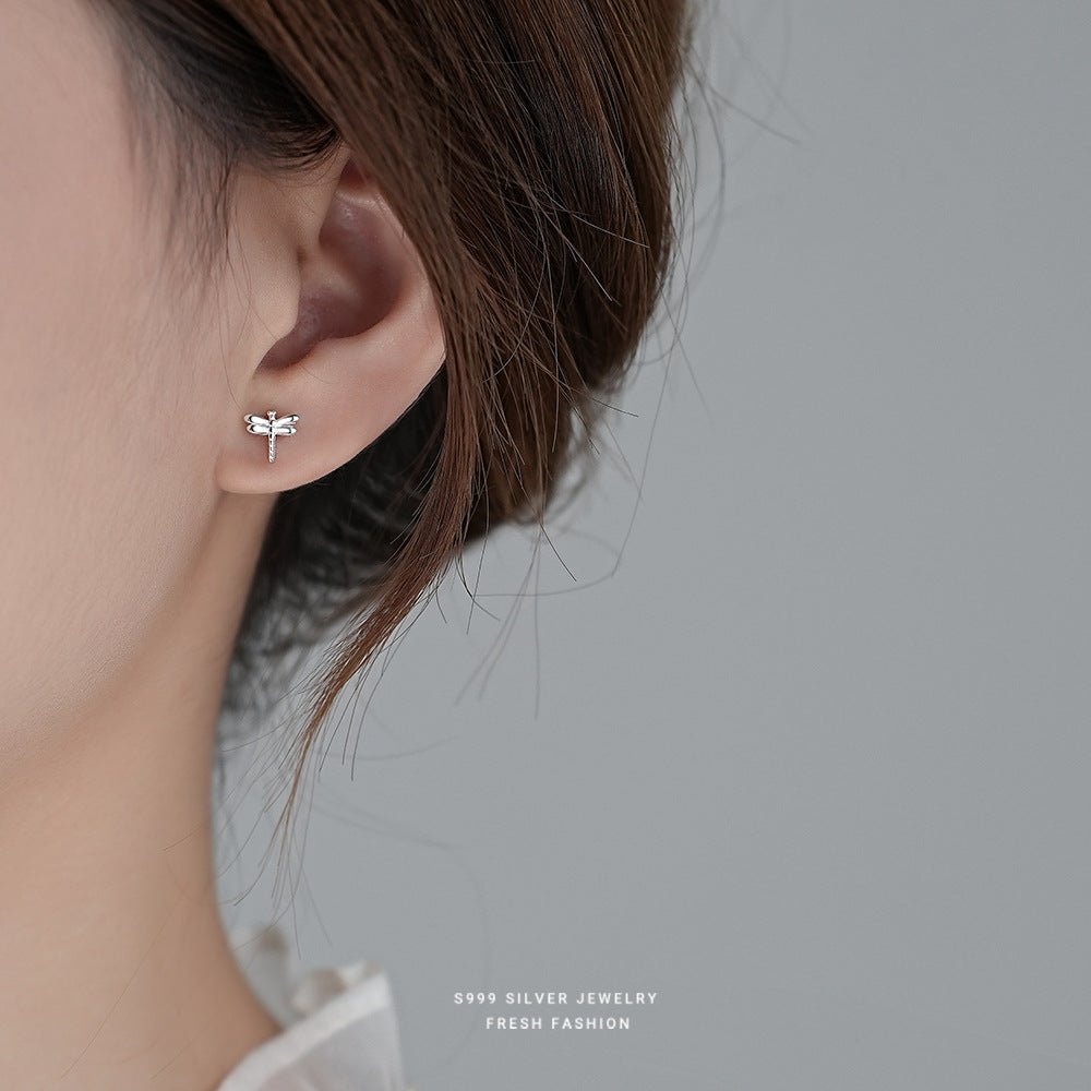 Dragonfly Serenity – S999 Feinsilber Ohrstecker im filigranen Libellen - Design - AuraGleam