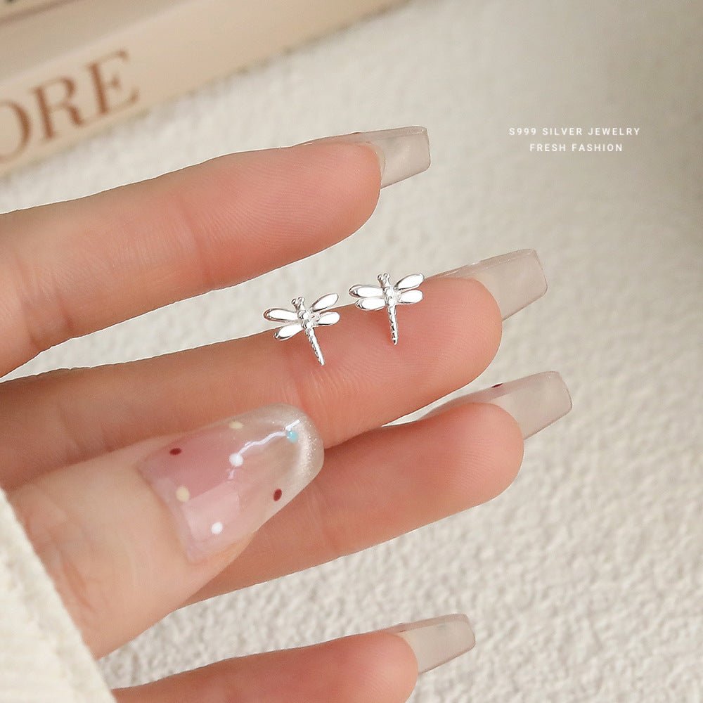Dragonfly Serenity – S999 Feinsilber Ohrstecker im filigranen Libellen - Design - AuraGleam