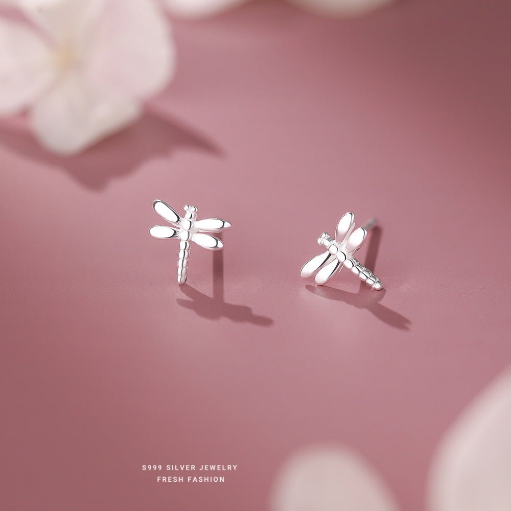 Dragonfly Serenity – S999 Feinsilber Ohrstecker im filigranen Libellen - Design - AuraGleam