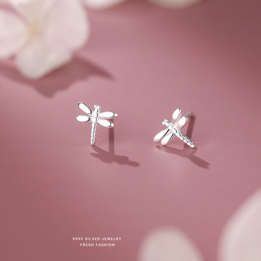 Dragonfly Serenity – S999 Feinsilber Ohrstecker im filigranen Libellen - Design - AuraGleam