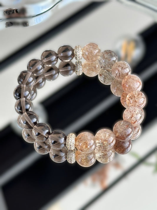 Earth Ember – Armband mit Black Gold Super Seven & Rauchquarz - AuraGleam