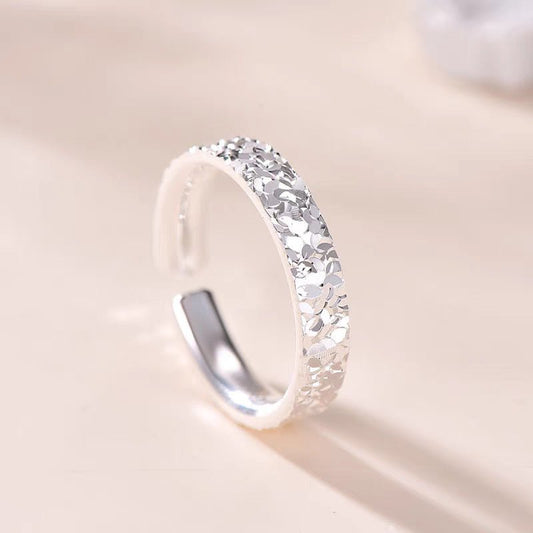 Eisglanz - Ring – 999 Feinsilber Offener Ring im Eiskristall - Design, Unisex - AuraGleam