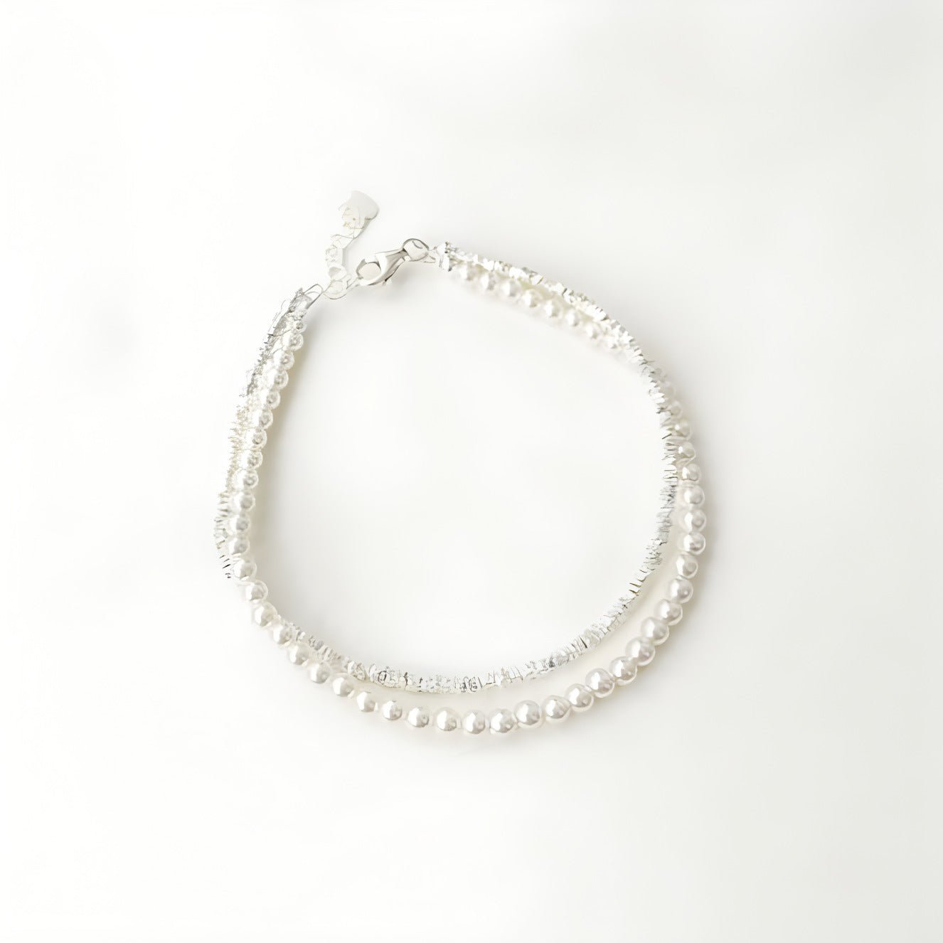 Fairy Pearl – Doppelreihiges Armband aus S925 - Silber & Kristallperlen - AuraGleam