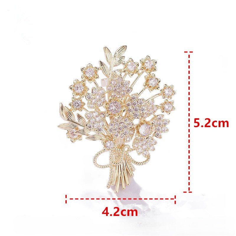 Glücksbaum – Strassbrosche in Gold mit Zirkonia - AuraGleam