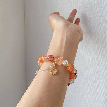 Koi Bloom – Natürlicher Roter Gartenquarz Armband 12mm - AuraGleam