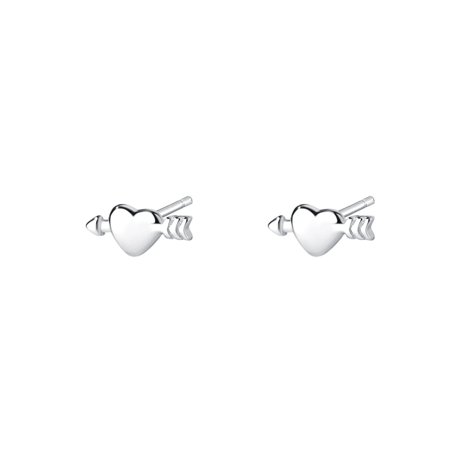 Love Arrow – S925 Silber Ohrstecker im Herz - mit - Pfeil Design (romantisch & minimalistisch) - AuraGleam