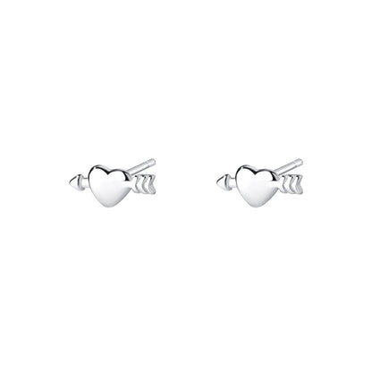 Love Arrow – S925 Silber Ohrstecker im Herz - mit - Pfeil Design (romantisch & minimalistisch) - AuraGleam