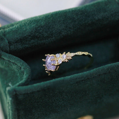 Misty Elegance – 14K vergoldeter Ring mit violettem Zirkonia und Vintage - Design - AuraGleam