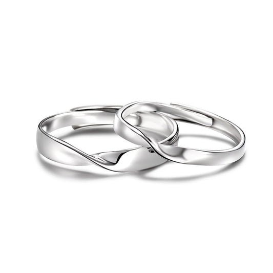 Möbius Liebe – S999 Feinsilber - Partnerring mit symbolischer Drehung (verstellbar) - AuraGleam
