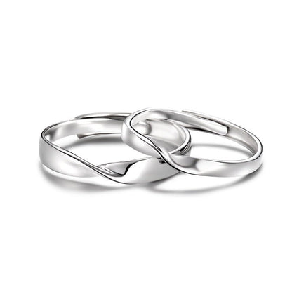 Möbius Liebe – S999 Feinsilber - Partnerring mit symbolischer Drehung (verstellbar) - AuraGleam
