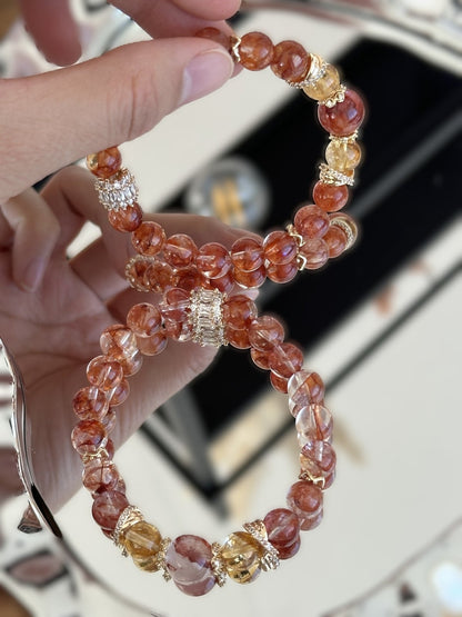 Red Bloom – Rotes Blütenkristall Armband - AuraGleam