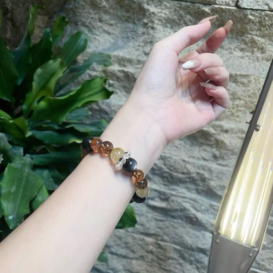 Shadow Light – Kristallarmband mit Silberobsidian, Super Seven & Rutilquarz - AuraGleam