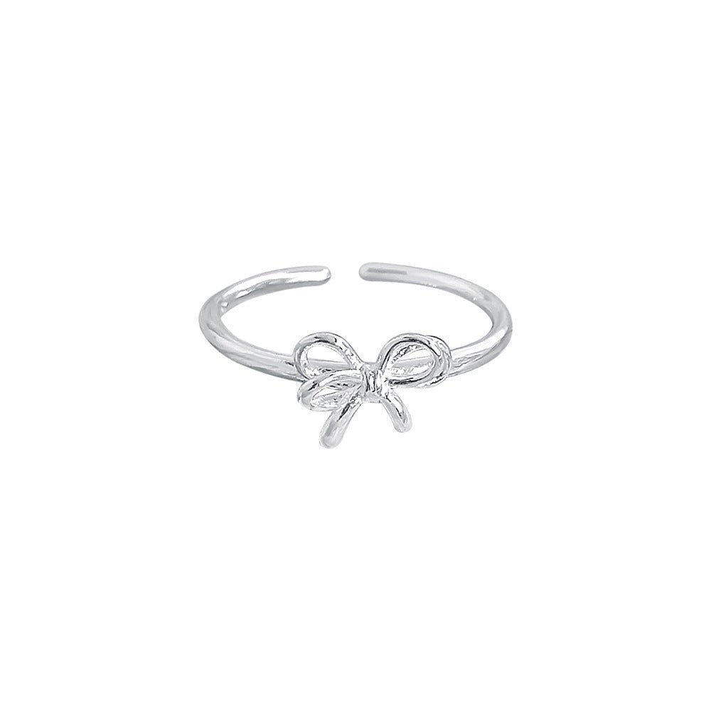 Sweet Bow – S925 Silberring mit zartem Schleifen - Design (verstellbar) - AuraGleam